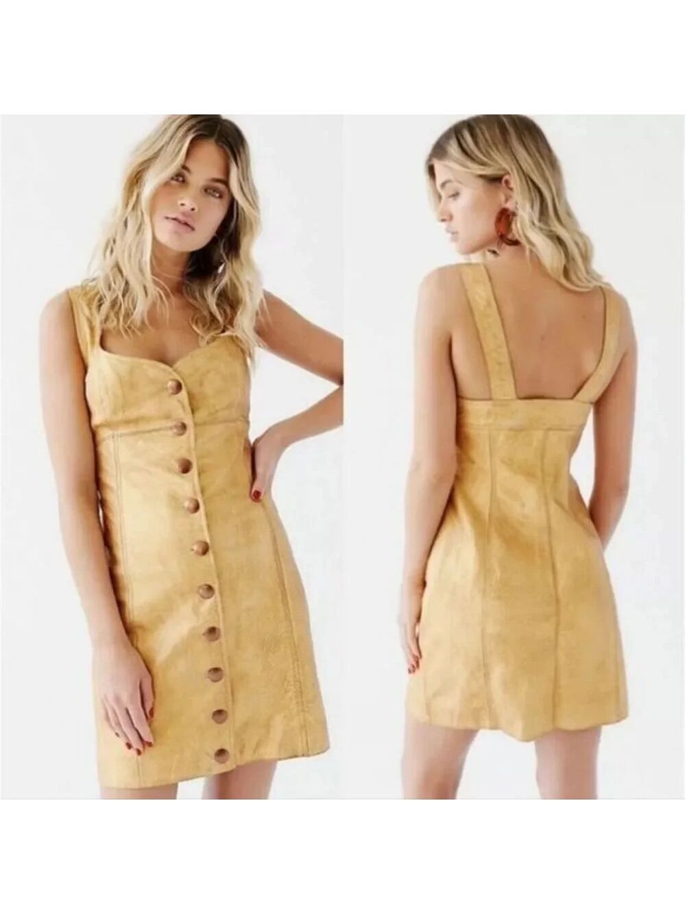 Free People Goldie Cow Leather Mini Dress